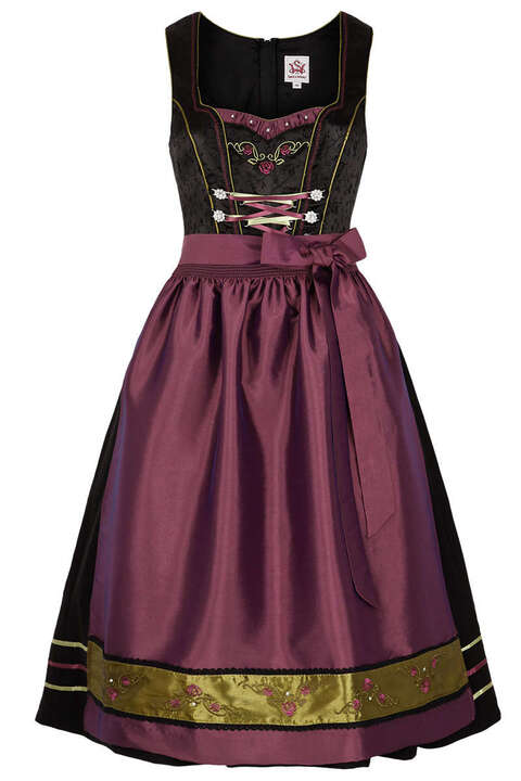 Dirndl midi schwarz pink oliv