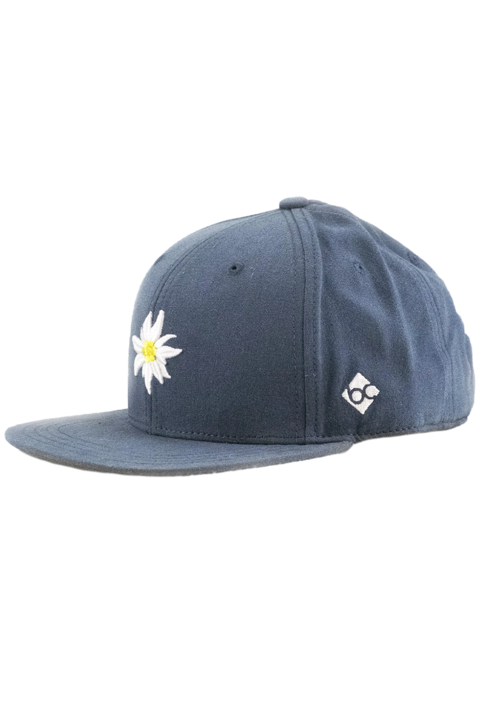 Cap 'Edelwei Leinen' flat wacholderblau