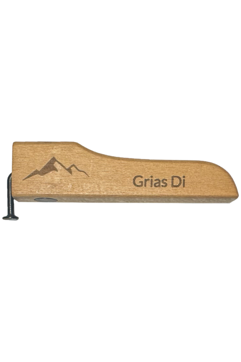 Flaschenffner Holz mit Nagel und Magneten 'Grias di'