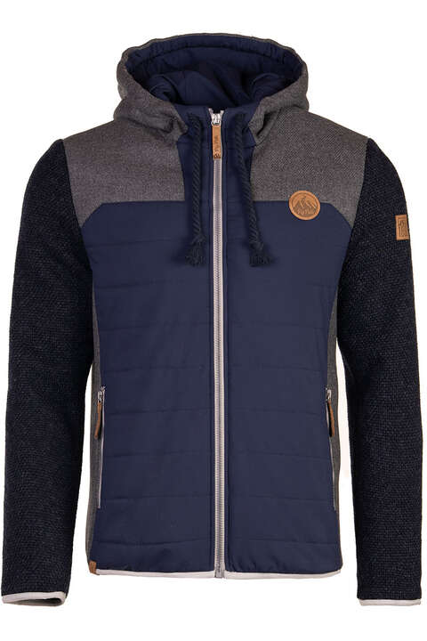 Herren Steppjacke mit Strick und Kapuze dunkelblau anthrazit