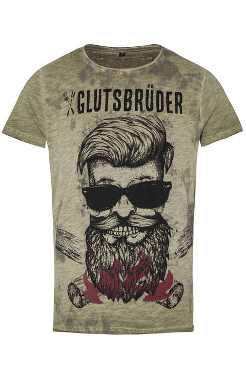 Herren Trachten-T-Shirt 'Glutsbrder' olivgrn