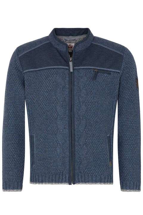 Herren Trachten Strickjacke mit Reiverschlu jeansblau