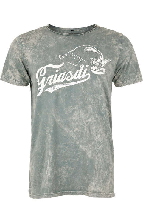 Herren Trachten T-Shirt  Griasdi grau