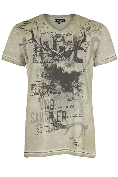 Herren Trachten T-Shirt Jger und Sammler oliv