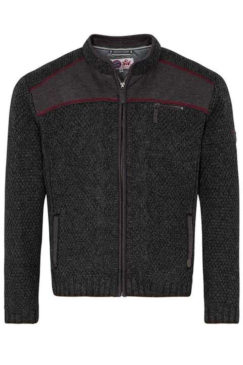 FCB Herren Strickjacke anthrazit rot