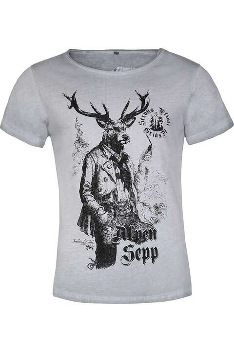 Herren Trachten-T-Shirt 'Alpen Sepp' grau