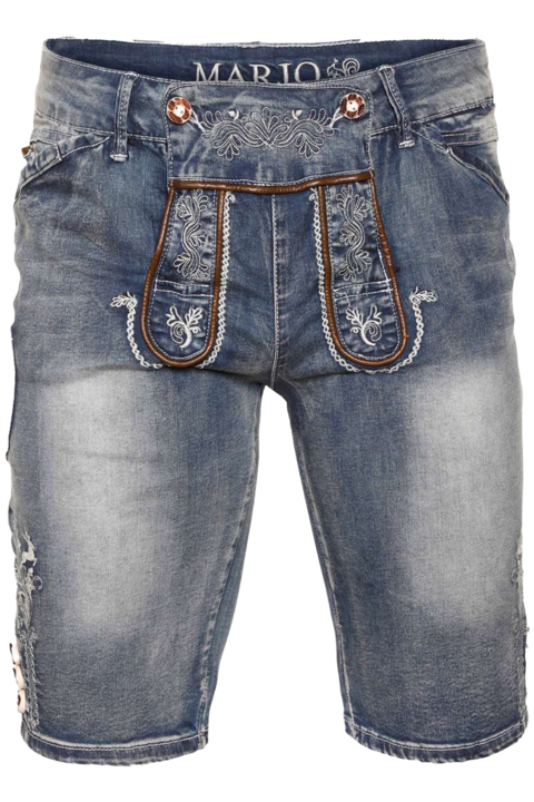 Herren Trachtenjeans Lederhose kurz blau