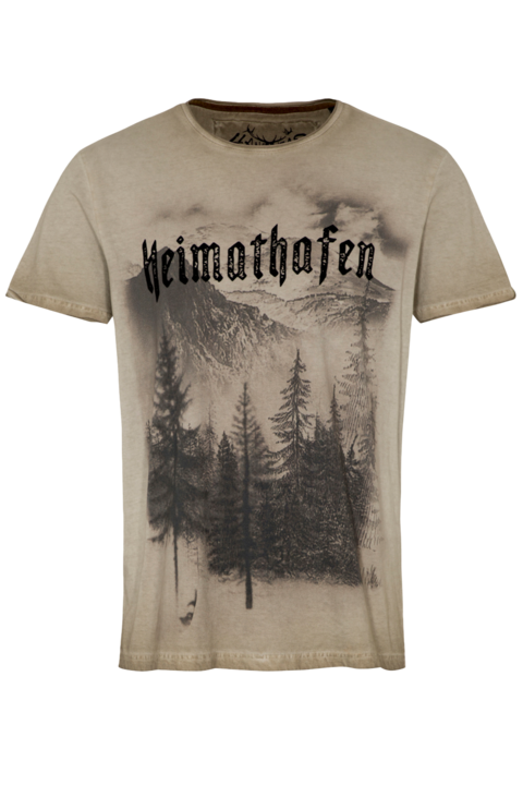 Herren Trachten T-shirt 'Heimathafen' beige