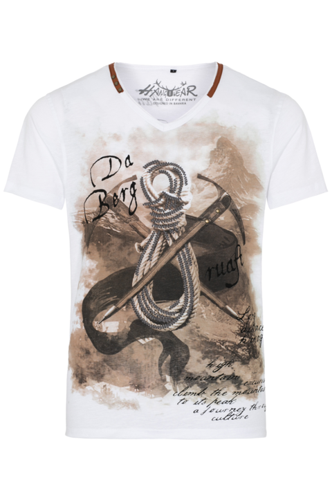 Herren T-Shirt 'Da Berg ruaft' wei