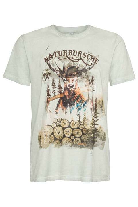 Herren T-Shirt 'Naturbursche' mittelgrau