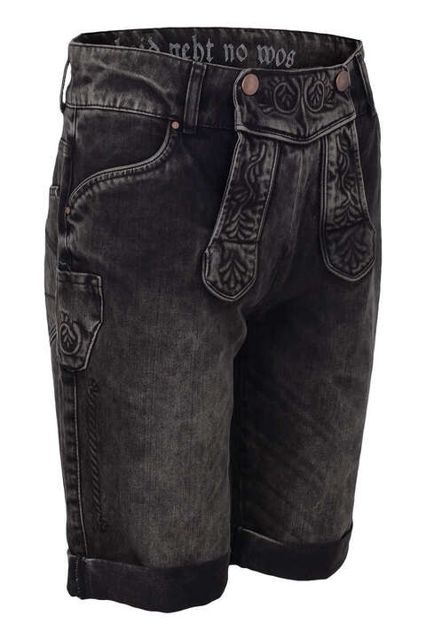 Jeans 'Lederhose' braun grau