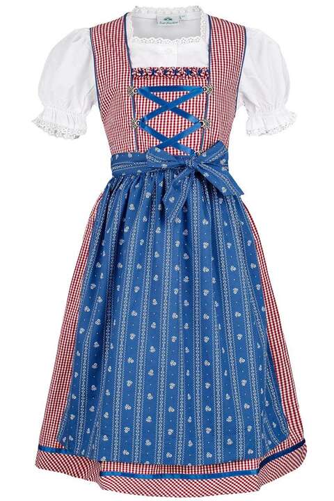 Kinderdirndl rot blau mit Bluse