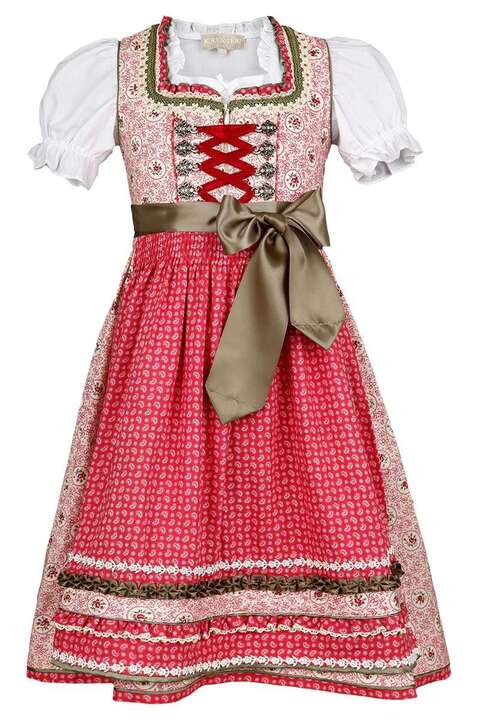 Kinder Blumen Dirndl mit Bluse rot