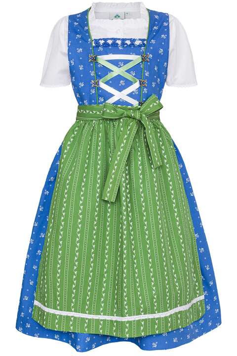 Kinder- und Teeniedirndl mit Bluse blau grn