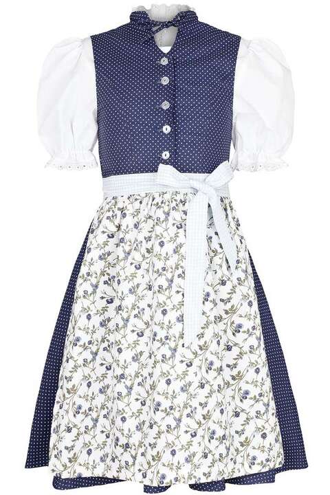 Mdchen Dirndl mit Bluse blau wei