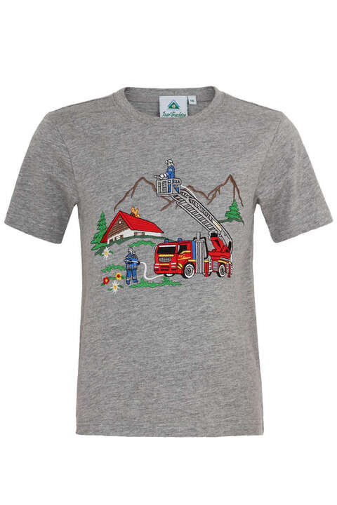 Kinder T-Shirt Feuerwehr grau