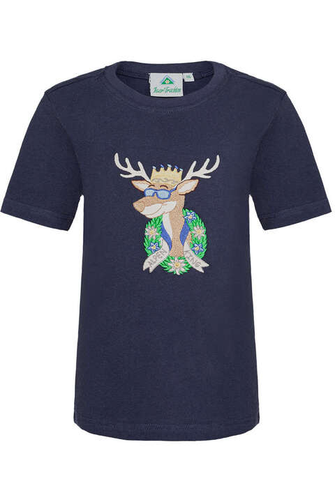 Kinder T-Shirt Alpen Kids mit Hirsch marine