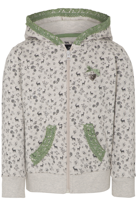 Kinder Sweatjacke Alpin mit Spitze Greige