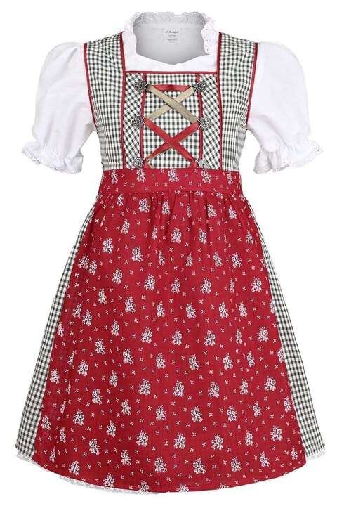 Mdchen Dirndl grn rot mit Bluse