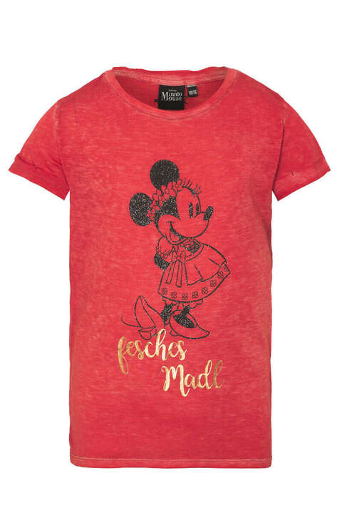 Kinder Trachten-T-Shirt mit Minniemaus-Motiv rot