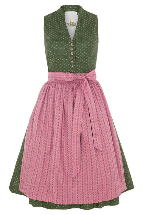 Wasch-Dirndl midi hochgeschlossen oliv ros