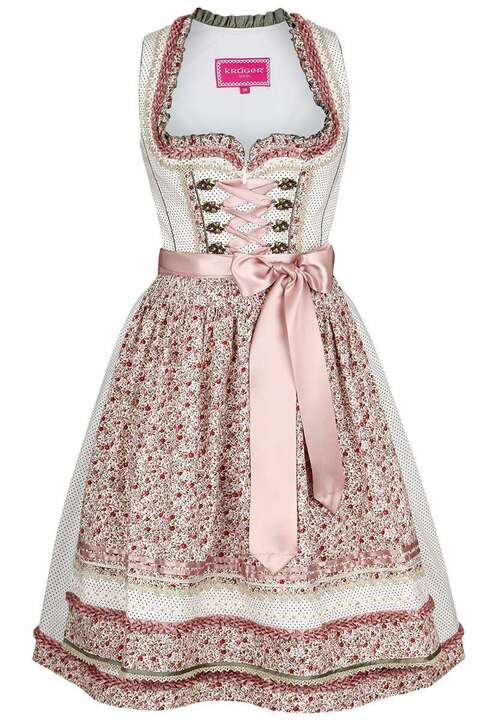 Mini-Dirndl ecru wei altrosa