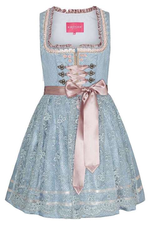 Mini Dirndl hellblau rosa