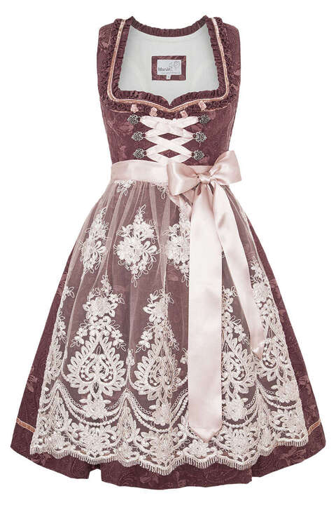 Mini Dirndl mit Spitzenschrze mauve