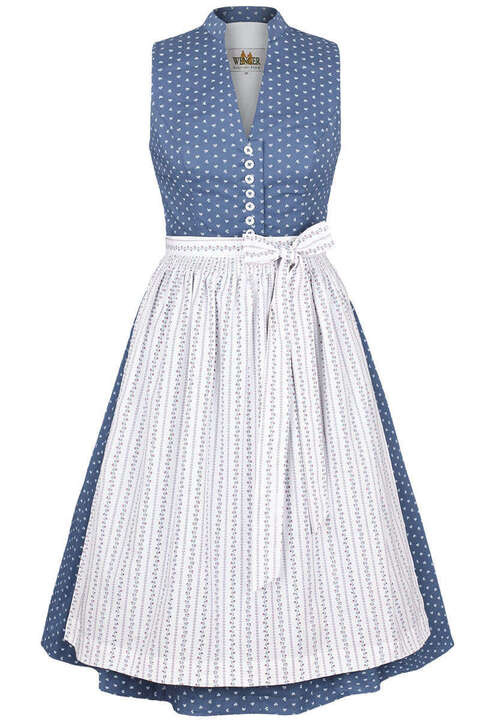 Baumwolldirndl Strech blau weiss