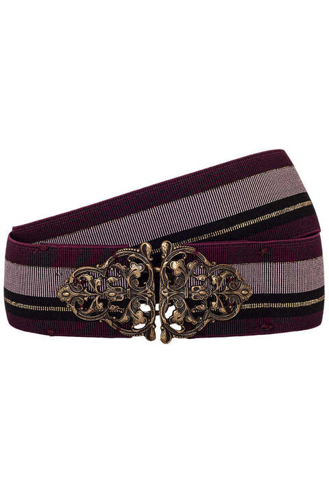 Trachten Damengrtel Stretch bordeaux gold