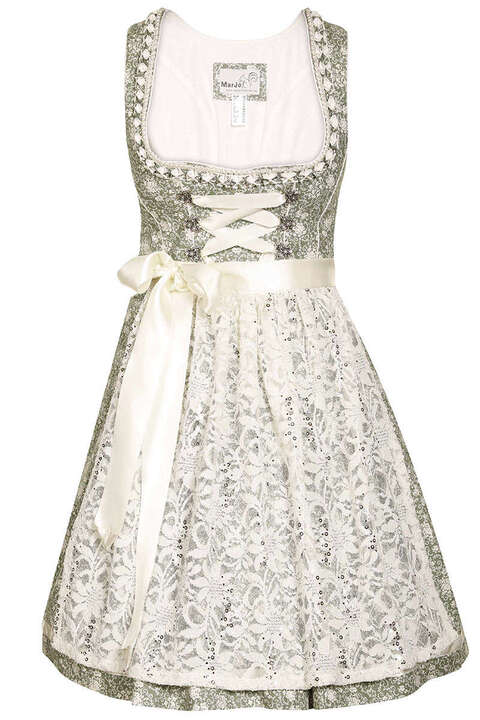 Mini Dirndl mit Spitzenschrze grn creme