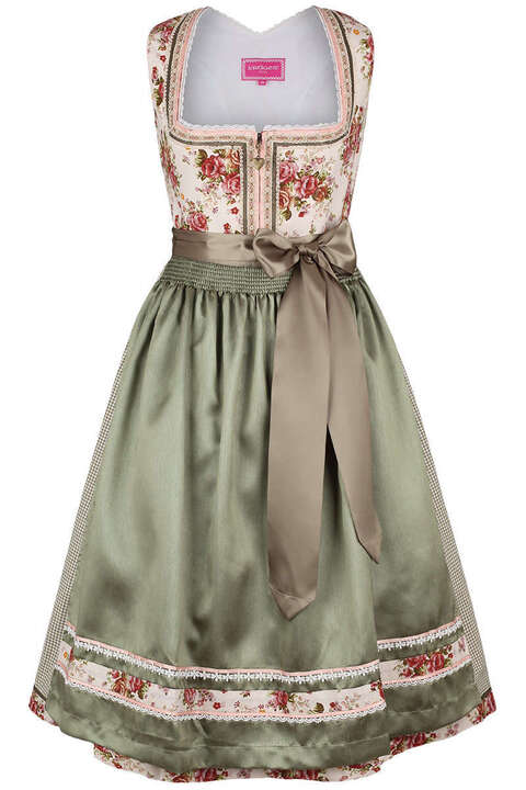 Dirndl midi rosa grn Rosenmuster