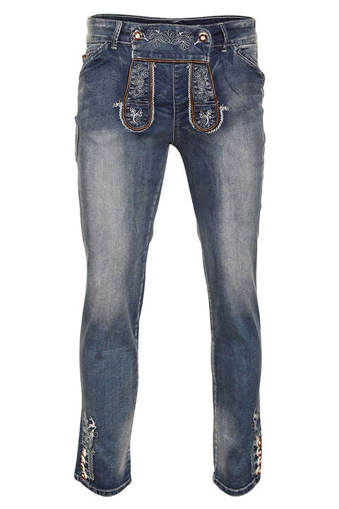 Herren Trachtenjeans Lederhose lang blau