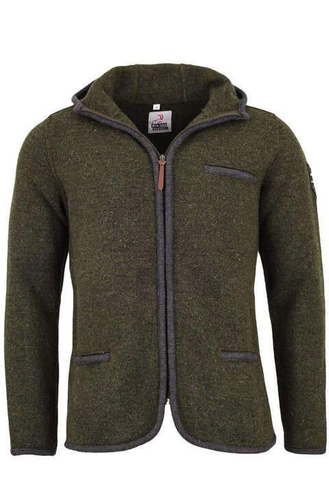 Herren Trachten-Outdoor Jacke mit Kapuze oliv