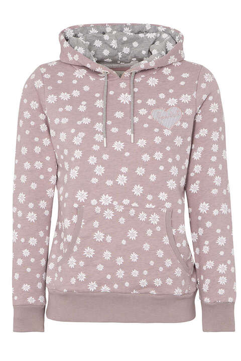 Damen Kapuzen-Sweat-Shirt mit Edelwei rosa