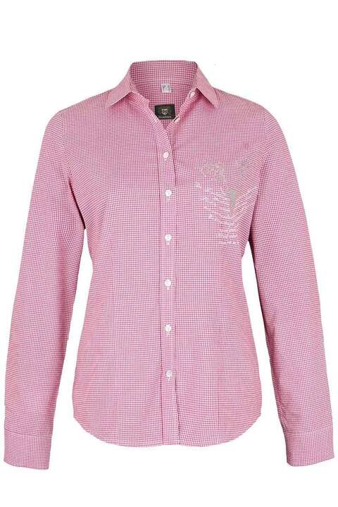 Trachten Bluse langarm Strass pink wei karo