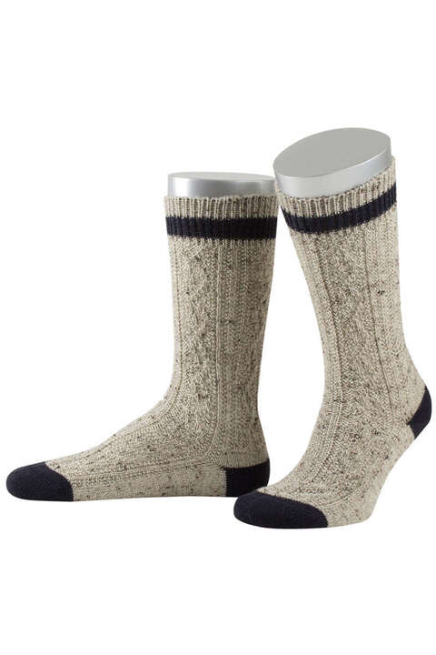 Trachten-Schopper-Socke beige mit Bund marine