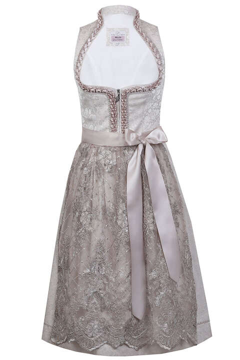 Midi-Dirndl mit Spitzenschrze champagner