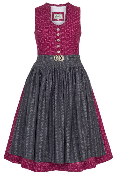 Baumwoll-Dirndl midi bordeaux anthrazit