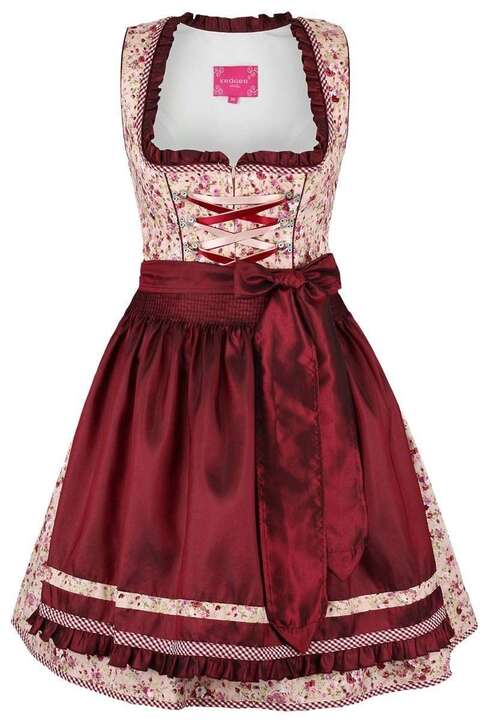 Krger Dirndl Kurz rosa bordeaux Rosen