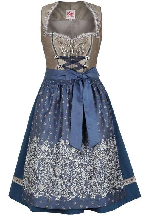 Dirndl kurz taupe/blau