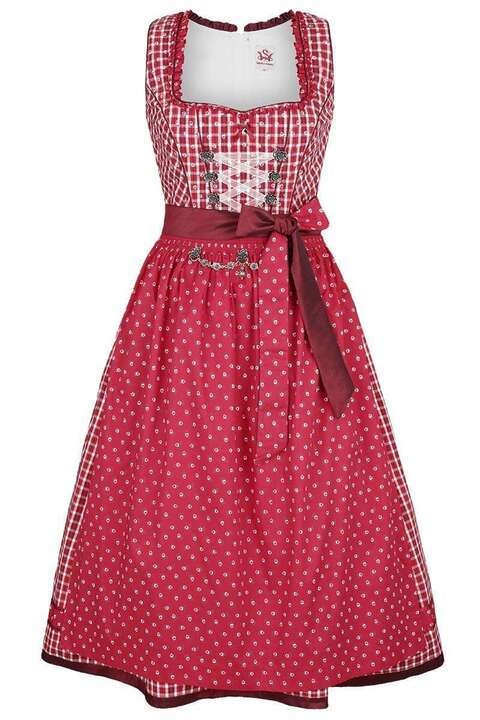 Dirndl mittel rot karo geblmt