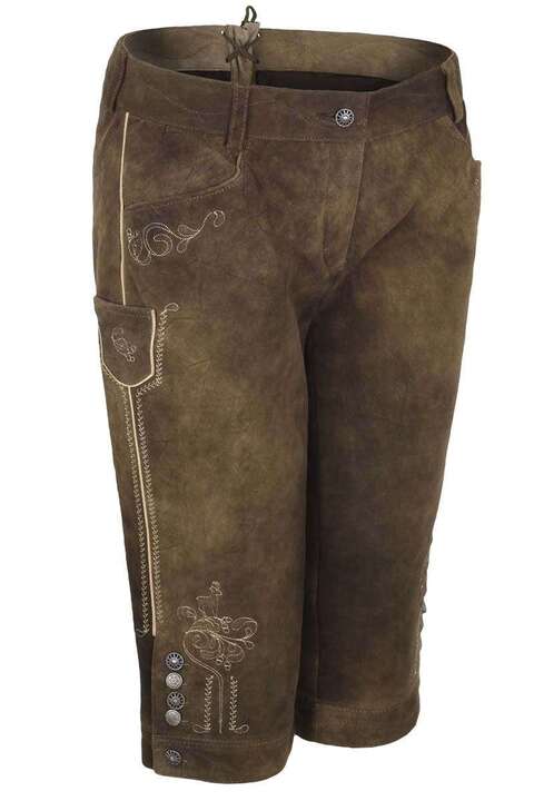 Damen Kniebundhose Ziegenvelour Leder braun