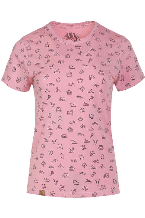 Damen T-Shirt mit Allover-Print perlrosa