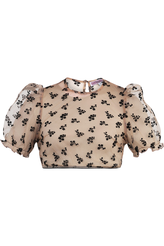 Damen Dirndlbluse MarJo KOHLWIES in NUDE/SCHWARZ - Vorderansicht