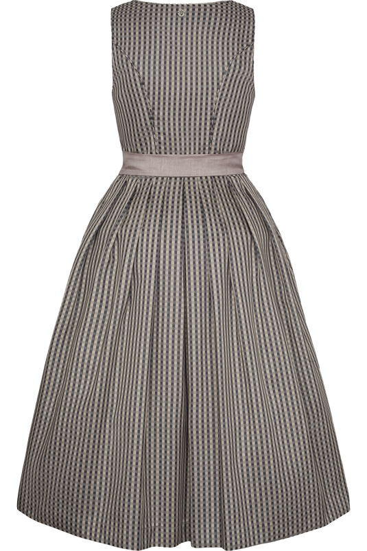 Damen Midi-Dirndl Karomuster Spieth & Wensky KARMA/75 in TAUPE - Rückansicht