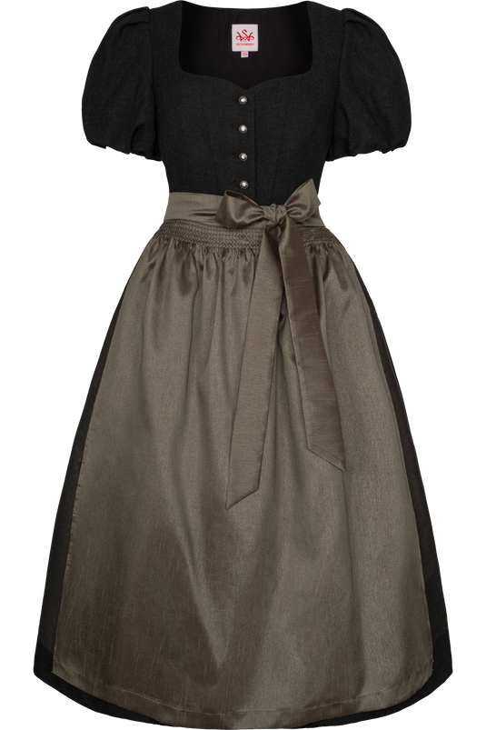 Damen Midi-Dirndl mit Puffärmel Spieth & Wensky KENSIE/75in DUNKELGRÜN - Vorderansicht