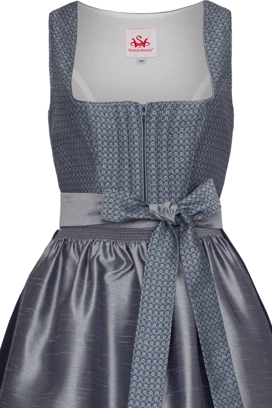 Damen Midi Dirndl Spieth & Wensky KITZ/80 in BLAU - Vorderansicht Detail oben