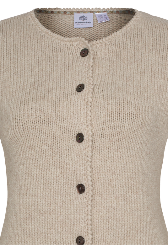 Damen Trachtenstrickjacke Hammerschmid TYROL 262-702 in 03-BEIGE - Vorderansicht Detail oben