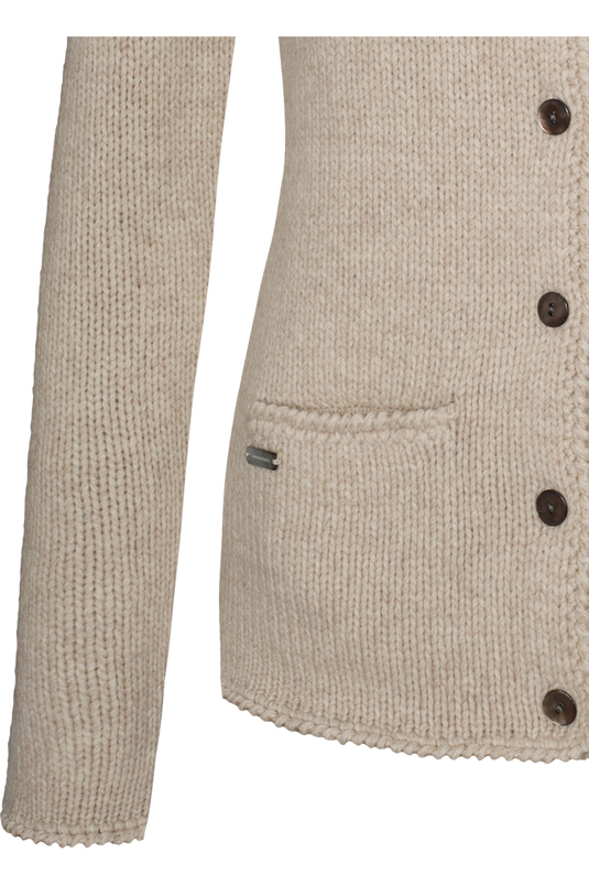Damen Trachtenstrickjacke Hammerschmid TYROL 262-702 in 03-BEIGE - Vorderansicht Detail unten
